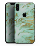 Mint Marble & Digital Gold Foil V4 - iPhone XS MAX, XS/X, 8/8+, 7/7+, 5/5S/SE Skin-Kit (All iPhones Available)