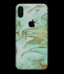Mint Marble & Digital Gold Foil V4 - iPhone XS MAX, XS/X, 8/8+, 7/7+, 5/5S/SE Skin-Kit (All iPhones Available)