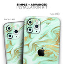 Mint Marble & Digital Gold Foil V4 - Vinyl Skin Wrap for iPhone 17 Pro Max, 17 Pro, 17 Air, 17, 16 & All Models — Soft Matte or Ultra Gloss