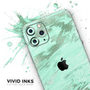 Mint Marble & Digital Gold Foil V5 - Vinyl Skin Wrap for iPhone 17 Pro Max, 17 Pro, 17 Air, 17, 16 & All Models — Soft Matte or Ultra Gloss