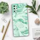 Mint Marble & Digital Gold Foil V6 - Premium Vinyl Skin Decal for Samsung Galaxy S25 Ultra, S24, S23, S22 & All Galaxy S Models