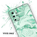 Mint Marble & Digital Gold Foil V6 - Premium Vinyl Skin Decal for Samsung Galaxy S25 Ultra, S24, S23, S22 & All Galaxy S Models