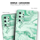 Mint Marble & Digital Gold Foil V6 - Premium Vinyl Skin Decal for Samsung Galaxy S25 Ultra, S24, S23, S22 & All Galaxy S Models
