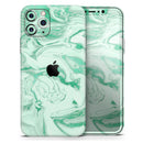Mint Marble & Digital Gold Foil V6 - Vinyl Skin Wrap for iPhone 17 Pro Max, 17 Pro, 17 Air, 17, 16 & All Models — Soft Matte or Ultra Gloss