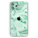 Mint Marble & Digital Gold Foil V6 - Vinyl Skin Wrap for iPhone 17 Pro Max, 17 Pro, 17 Air, 17, 16 & All Models — Soft Matte or Ultra Gloss