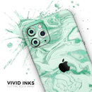 Mint Marble & Digital Gold Foil V6 - Vinyl Skin Wrap for iPhone 17 Pro Max, 17 Pro, 17 Air, 17, 16 & All Models — Soft Matte or Ultra Gloss