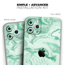 Mint Marble & Digital Gold Foil V6 - Vinyl Skin Wrap for iPhone 17 Pro Max, 17 Pro, 17 Air, 17, 16 & All Models — Soft Matte or Ultra Gloss