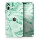 Mint Marble & Digital Gold Foil V6 - Vinyl Skin Wrap for iPhone 17 Pro Max, 17 Pro, 17 Air, 17, 16 & All Models — Soft Matte or Ultra Gloss