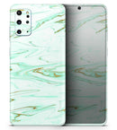Mint Marble & Digital Gold Foil V7 - Premium Vinyl Skin Decal for Samsung Galaxy S25 Ultra, S24, S23, S22 & All Galaxy S Models
