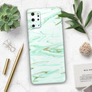 Mint Marble & Digital Gold Foil V7 - Premium Vinyl Skin Decal for Samsung Galaxy S25 Ultra, S24, S23, S22 & All Galaxy S Models