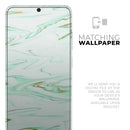 Mint Marble & Digital Gold Foil V7 - Premium Vinyl Skin Decal for Samsung Galaxy S25 Ultra, S24, S23, S22 & All Galaxy S Models