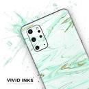 Mint Marble & Digital Gold Foil V7 - Premium Vinyl Skin Decal for Samsung Galaxy S25 Ultra, S24, S23, S22 & All Galaxy S Models