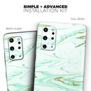 Mint Marble & Digital Gold Foil V7 - Premium Vinyl Skin Decal for Samsung Galaxy S25 Ultra, S24, S23, S22 & All Galaxy S Models