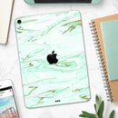 Mint Marble & Digital Gold Foil V7 - Full Body Skin Decal for the Apple iPad Pro 12.9", 11", 10.5", 9.7", Air or Mini (All Models Available)