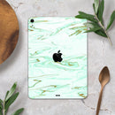 Mint Marble & Digital Gold Foil V7 - Full Body Skin Decal for the Apple iPad Pro 12.9", 11", 10.5", 9.7", Air or Mini (All Models Available)