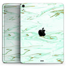 Mint Marble & Digital Gold Foil V7 - Full Body Skin Decal for the Apple iPad Pro 12.9", 11", 10.5", 9.7", Air or Mini (All Models Available)