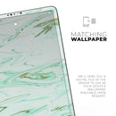 Mint Marble & Digital Gold Foil V7 - Full Body Skin Decal for the Apple iPad Pro 12.9", 11", 10.5", 9.7", Air or Mini (All Models Available)