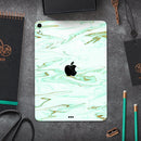 Mint Marble & Digital Gold Foil V7 - Full Body Skin Decal for the Apple iPad Pro 12.9", 11", 10.5", 9.7", Air or Mini (All Models Available)