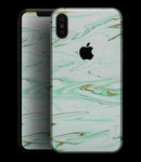 Mint Marble & Digital Gold Foil V7 - iPhone XS MAX, XS/X, 8/8+, 7/7+, 5/5S/SE Skin-Kit (All iPhones Available)