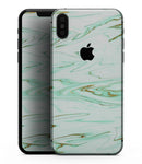 Mint Marble & Digital Gold Foil V7 - iPhone XS MAX, XS/X, 8/8+, 7/7+, 5/5S/SE Skin-Kit (All iPhones Available)