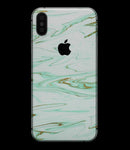 Mint Marble & Digital Gold Foil V7 - iPhone XS MAX, XS/X, 8/8+, 7/7+, 5/5S/SE Skin-Kit (All iPhones Available)