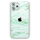 Mint Marble & Digital Gold Foil V7 - Vinyl Skin Wrap for iPhone 17 Pro Max, 17 Pro, 17 Air, 17, 16 & All Models — Soft Matte or Ultra Gloss