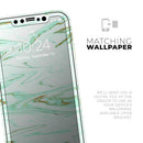 Mint Marble & Digital Gold Foil V7 - Vinyl Skin Wrap for iPhone 17 Pro Max, 17 Pro, 17 Air, 17, 16 & All Models — Soft Matte or Ultra Gloss