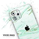 Mint Marble & Digital Gold Foil V7 - Vinyl Skin Wrap for iPhone 17 Pro Max, 17 Pro, 17 Air, 17, 16 & All Models — Soft Matte or Ultra Gloss