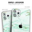 Mint Marble & Digital Gold Foil V7 - Vinyl Skin Wrap for iPhone 17 Pro Max, 17 Pro, 17 Air, 17, 16 & All Models — Soft Matte or Ultra Gloss