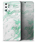 Mint Marble & Digital Gold Foil V8 - Premium Vinyl Skin Decal for Samsung Galaxy S25 Ultra, S24, S23, S22 & All Galaxy S Models