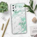 Mint Marble & Digital Gold Foil V8 - Premium Vinyl Skin Decal for Samsung Galaxy S25 Ultra, S24, S23, S22 & All Galaxy S Models