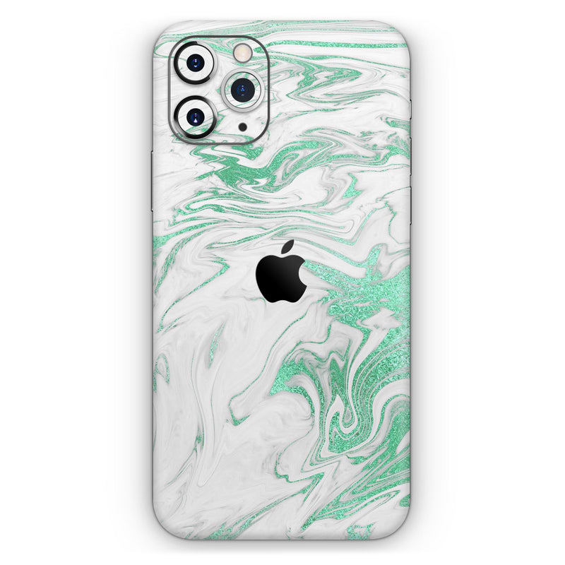 Mint Marble & Digital Gold Foil V8 // Skin-Kit compatible with the Apple iPhone 14, 13, 12, 12 Pro Max, 12 Mini, 11 Pro, SE, X/XS + (All iPhones Available)