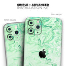 Mint Marble & Digital Gold Foil V9 - Vinyl Skin Wrap for iPhone 17 Pro Max, 17 Pro, 17 Air, 17, 16 & All Models — Soft Matte or Ultra Gloss