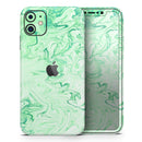 Mint Marble & Digital Gold Foil V9 - Vinyl Skin Wrap for iPhone 17 Pro Max, 17 Pro, 17 Air, 17, 16 & All Models — Soft Matte or Ultra Gloss