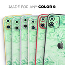 Mint Marble & Digital Gold Foil V9 - Vinyl Skin Wrap for iPhone 17 Pro Max, 17 Pro, 17 Air, 17, 16 & All Models — Soft Matte or Ultra Gloss