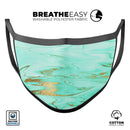 Mint Marble & Digital Gold Foil V11 - Made in USA Mouth Cover Unisex Anti-Dust Cotton Blend Reusable & Washable Face Mask with Adjustable Sizing for Adult or Child