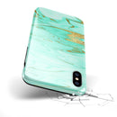 Mint Marble & Digital Gold Foil V11 - iPhone X Swappable Hybrid Case