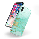 Mint Marble & Digital Gold Foil V11 - iPhone X Swappable Hybrid Case