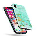 Mint Marble & Digital Gold Foil V11 - iPhone X Swappable Hybrid Case