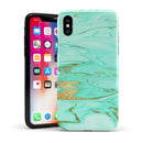 Mint Marble & Digital Gold Foil V11 - iPhone X Swappable Hybrid Case