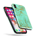 Mint Marble & Digital Gold Foil V12 - iPhone X Swappable Hybrid Case