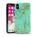Mint Marble & Digital Gold Foil V12 - iPhone X Swappable Hybrid Case