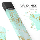 Mint Marble & Digital Gold Foil V1 - Premium Decal Protective Skin-Wrap Sticker compatible with the Juul Labs vaping device