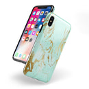 Mint Marble & Digital Gold Foil V1 - iPhone X Swappable Hybrid Case
