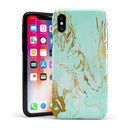 Mint Marble & Digital Gold Foil V1 - iPhone X Swappable Hybrid Case