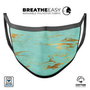 Mint Marble & Digital Gold Foil V2 - Made in USA Mouth Cover Unisex Anti-Dust Cotton Blend Reusable & Washable Face Mask with Adjustable Sizing for Adult or Child