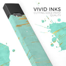 Mint Marble & Digital Gold Foil V2 - Premium Decal Protective Skin-Wrap Sticker compatible with the Juul Labs vaping device