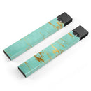 Mint Marble & Digital Gold Foil V2 - Premium Decal Protective Skin-Wrap Sticker compatible with the Juul Labs vaping device