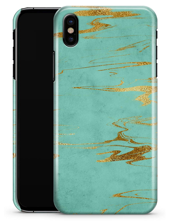 Mint Marble & Digital Gold Foil V2 - iPhone X Clipit Case