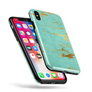 Mint Marble & Digital Gold Foil V2 - iPhone X Swappable Hybrid Case